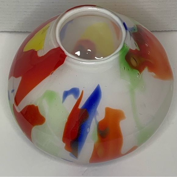 Colorful Art Glass Vase Hand Blown, Red, Blue, Green, Yellow, Home Decor - Picture 5 of 12